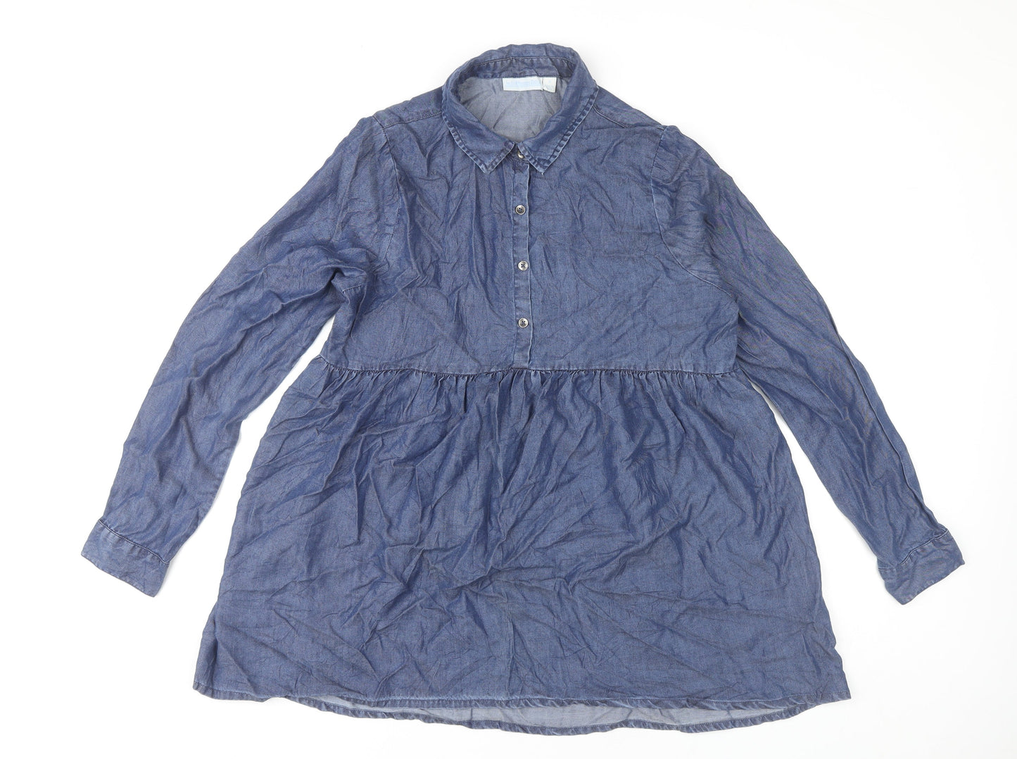 Womens UK Size M JoJo Maman Bébé Blue Tunic Blouse