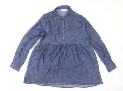 Womens UK Size M JoJo Maman Bébé Blue Tunic Blouse