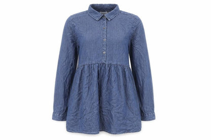 Womens UK Size M JoJo Maman Bébé Blue Tunic Blouse