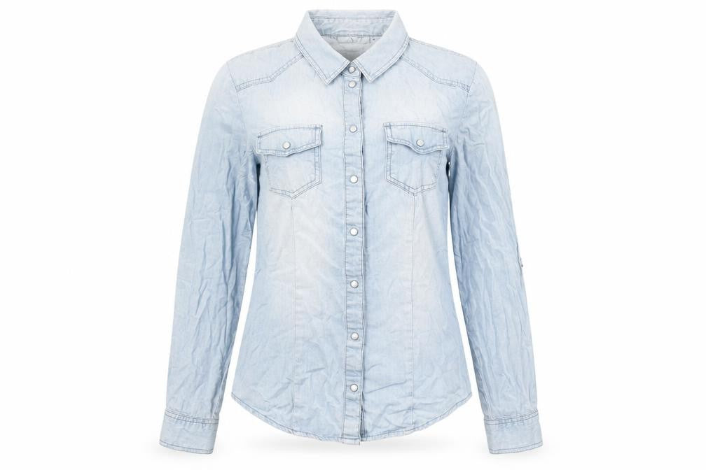 Womens UK Size 8 Only Blue Basic Button-Up