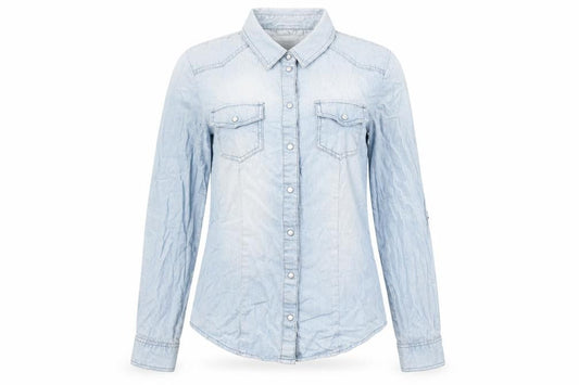 Womens UK Size 8 Only Blue Basic Button-Up