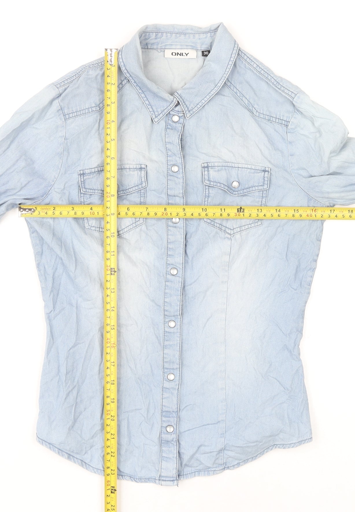 Womens UK Size 8 Only Blue Basic Button-Up