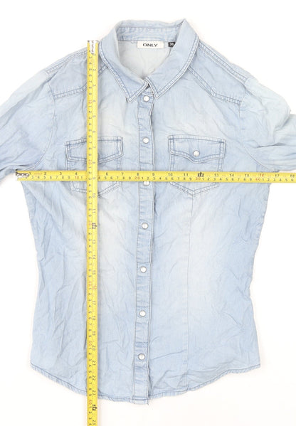 Womens UK Size 8 Only Blue Basic Button-Up