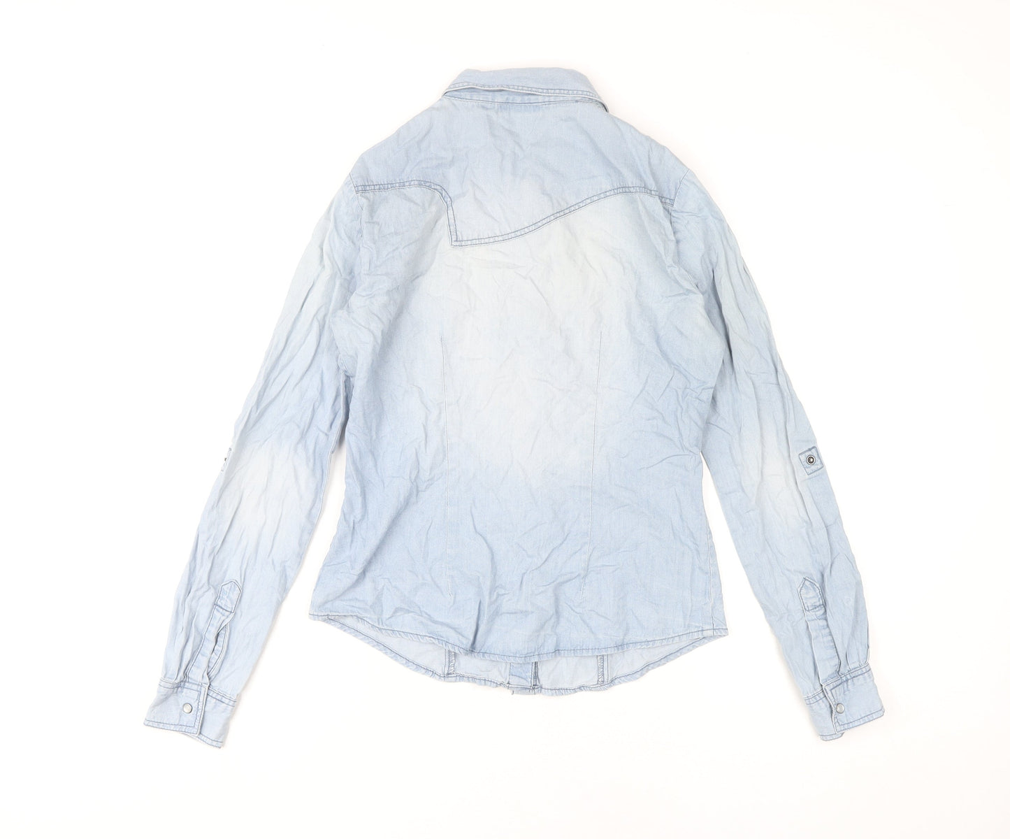 Womens UK Size 8 Only Blue Basic Button-Up