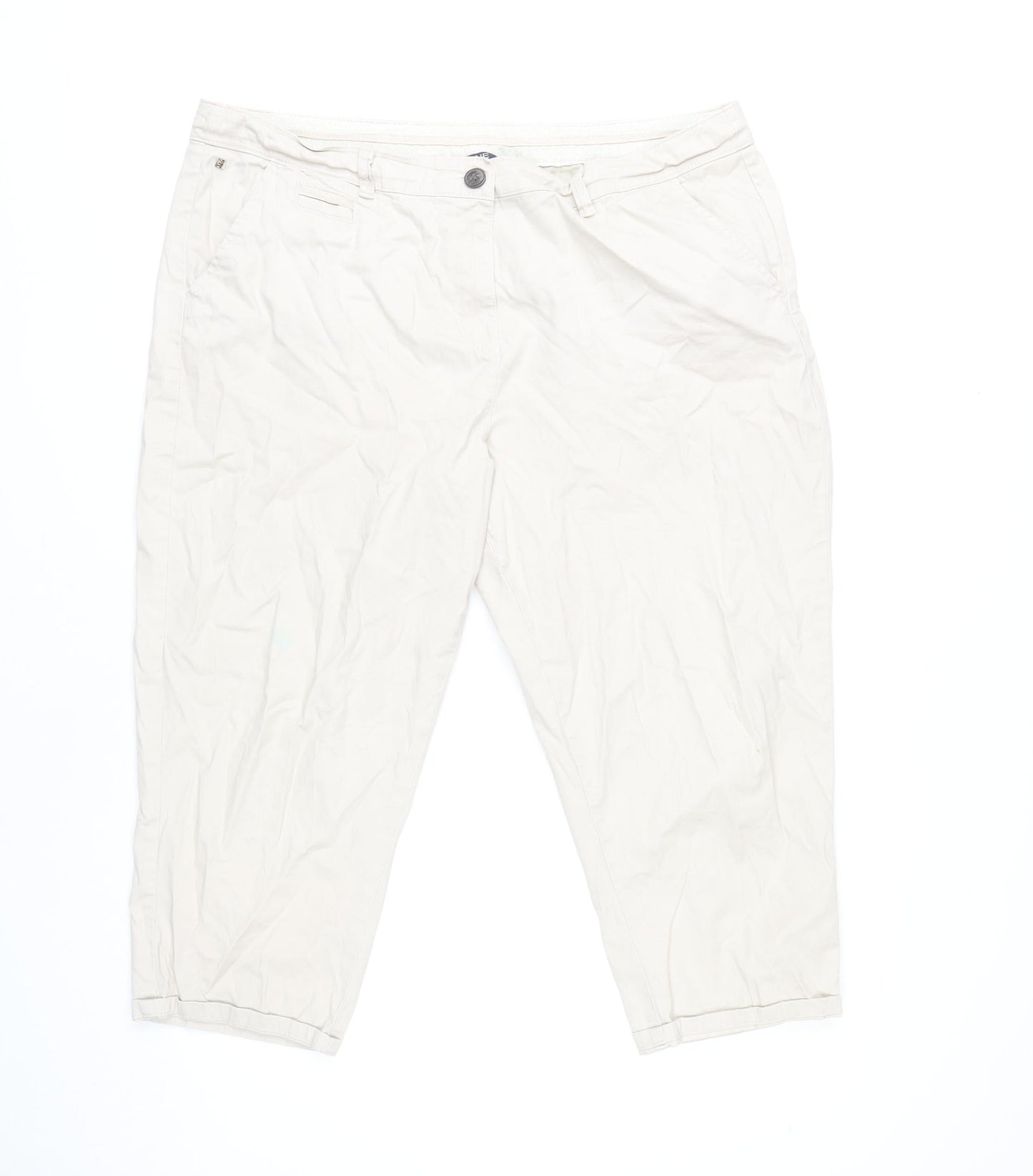 Womens UK Size 16 Maine New England Regular Fit Cropped White Trousers