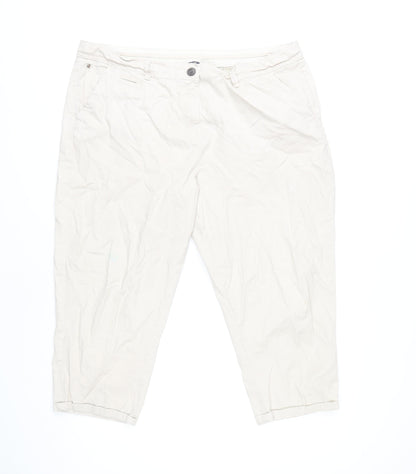 Womens UK Size 16 Maine New England Regular Fit Cropped White Trousers