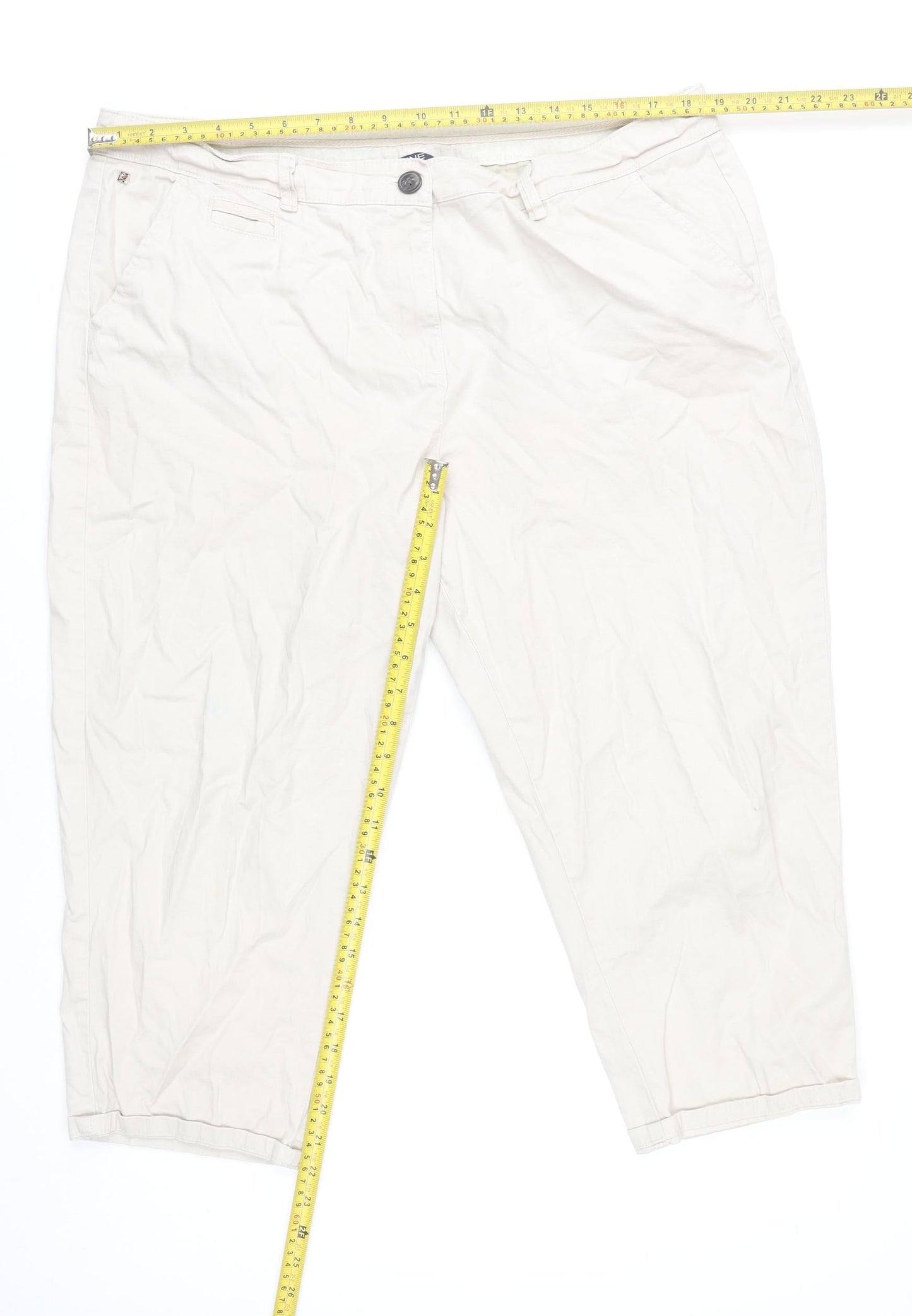 Womens UK Size 16 Maine New England Regular Fit Cropped White Trousers