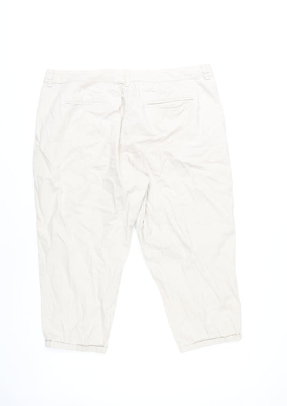 Womens UK Size 16 Maine New England Regular Fit Cropped White Trousers