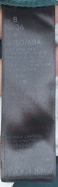 Topshop Women's Green Straight Trousers Size 8