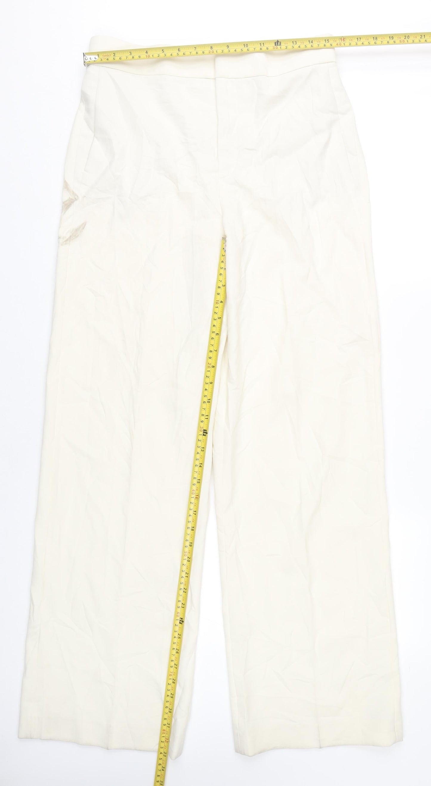 Womens UK Size 12 Zara Regular Fit Business Casual Ivory Trousers