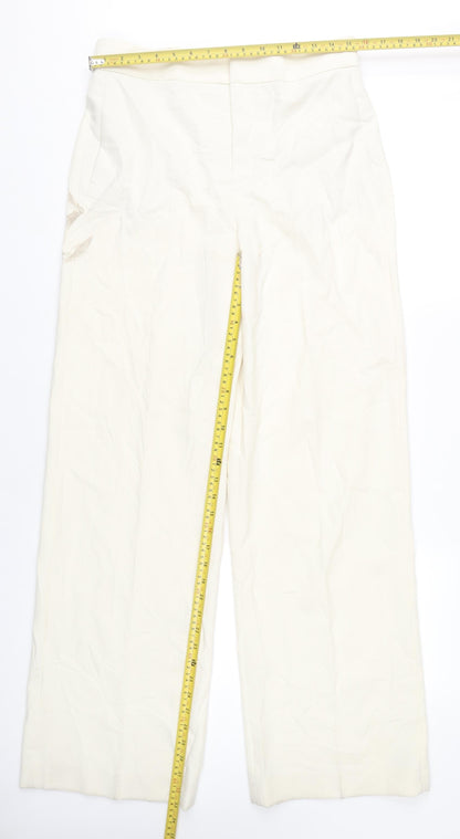 Womens UK Size 12 Zara Regular Fit Business Casual Ivory Trousers