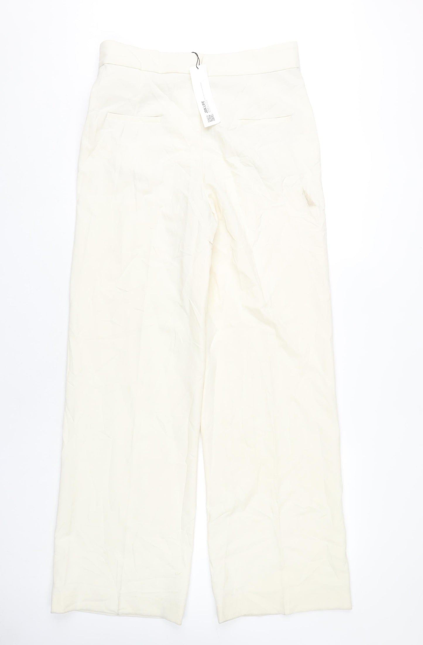 Womens UK Size 12 Zara Regular Fit Business Casual Ivory Trousers