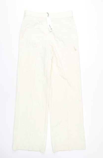 Womens UK Size 12 Zara Regular Fit Business Casual Ivory Trousers