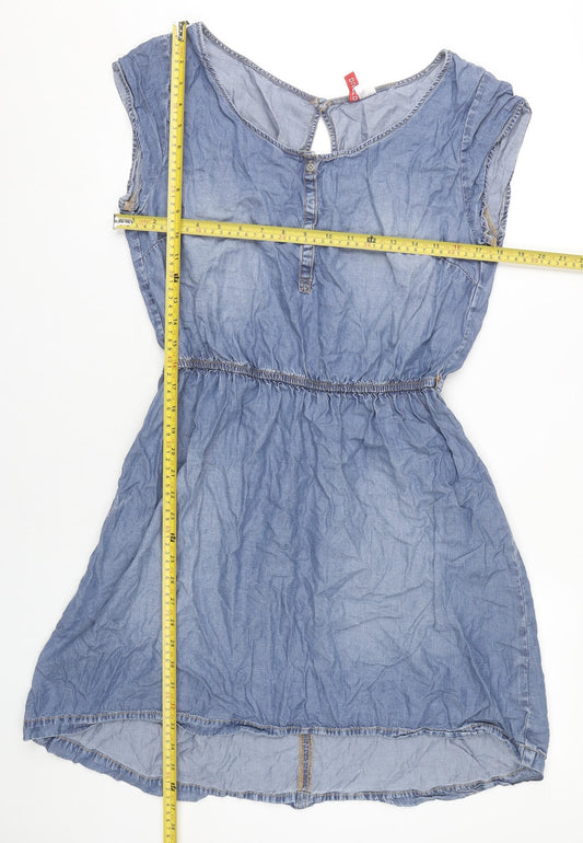 H&M Divided Blue Women's Denim A-Line Dress, Size 14