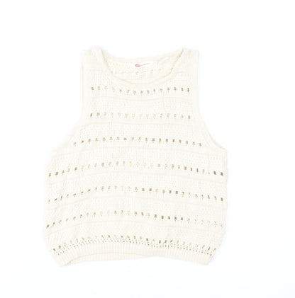 Levi's Women's White XS Knit Vest Casual Sleeveless