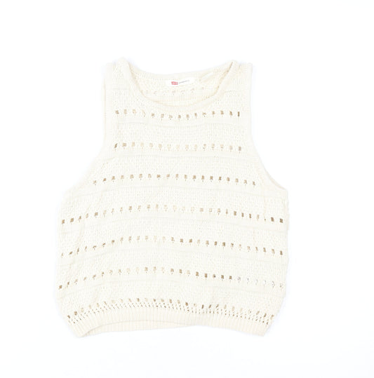 Levi's Women's White XS Knit Vest Casual Sleeveless