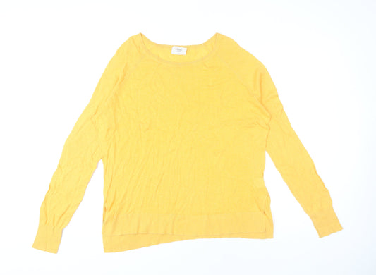 Hush Women's Yellow M Boat Neck Linen Jumper