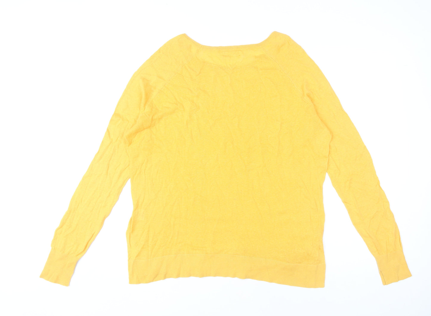 Hush Women's Yellow M Boat Neck Linen Jumper