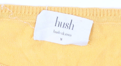 Hush Women's Yellow M Boat Neck Linen Jumper