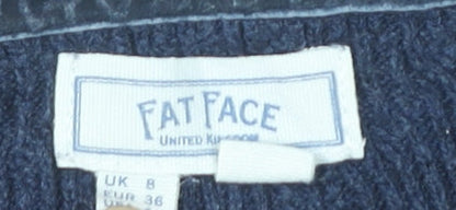 Womens UK Size 8 Fat Face Blue Pullover Jumper
