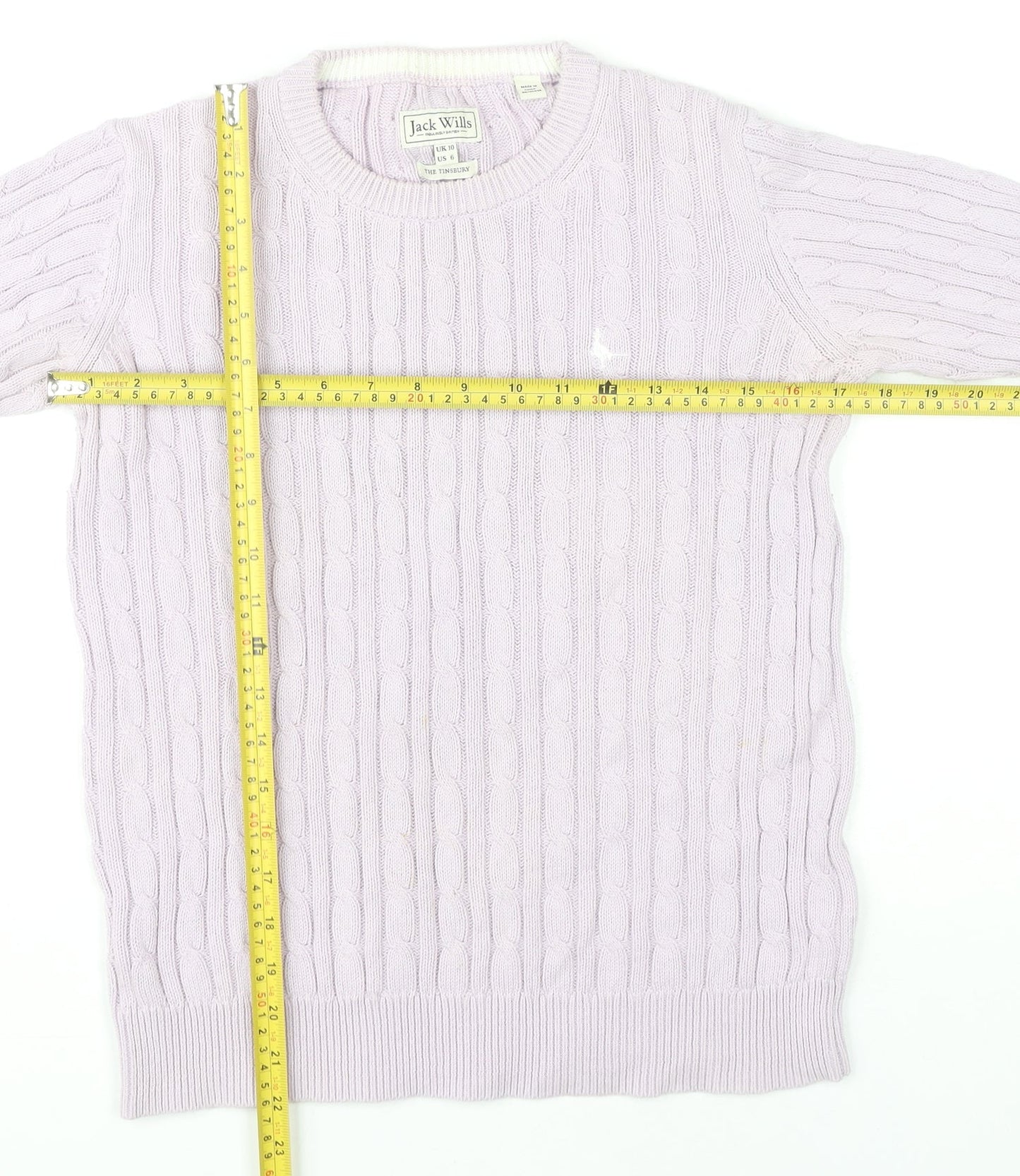 Jack Wills Purple Cable-Knit Women's Jumper Size 10