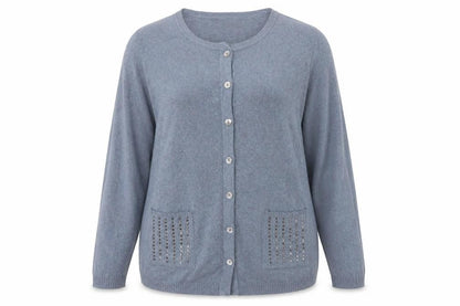 Womens UK Size 18 Mona Blue Cardigan Jumper
