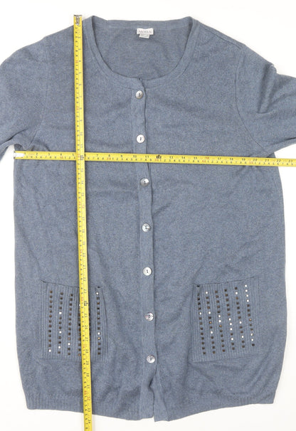 Womens UK Size 18 Mona Blue Cardigan Jumper
