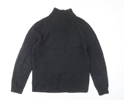 Fat Face Men's Black S Full Zip Chunky-Knit Jumper