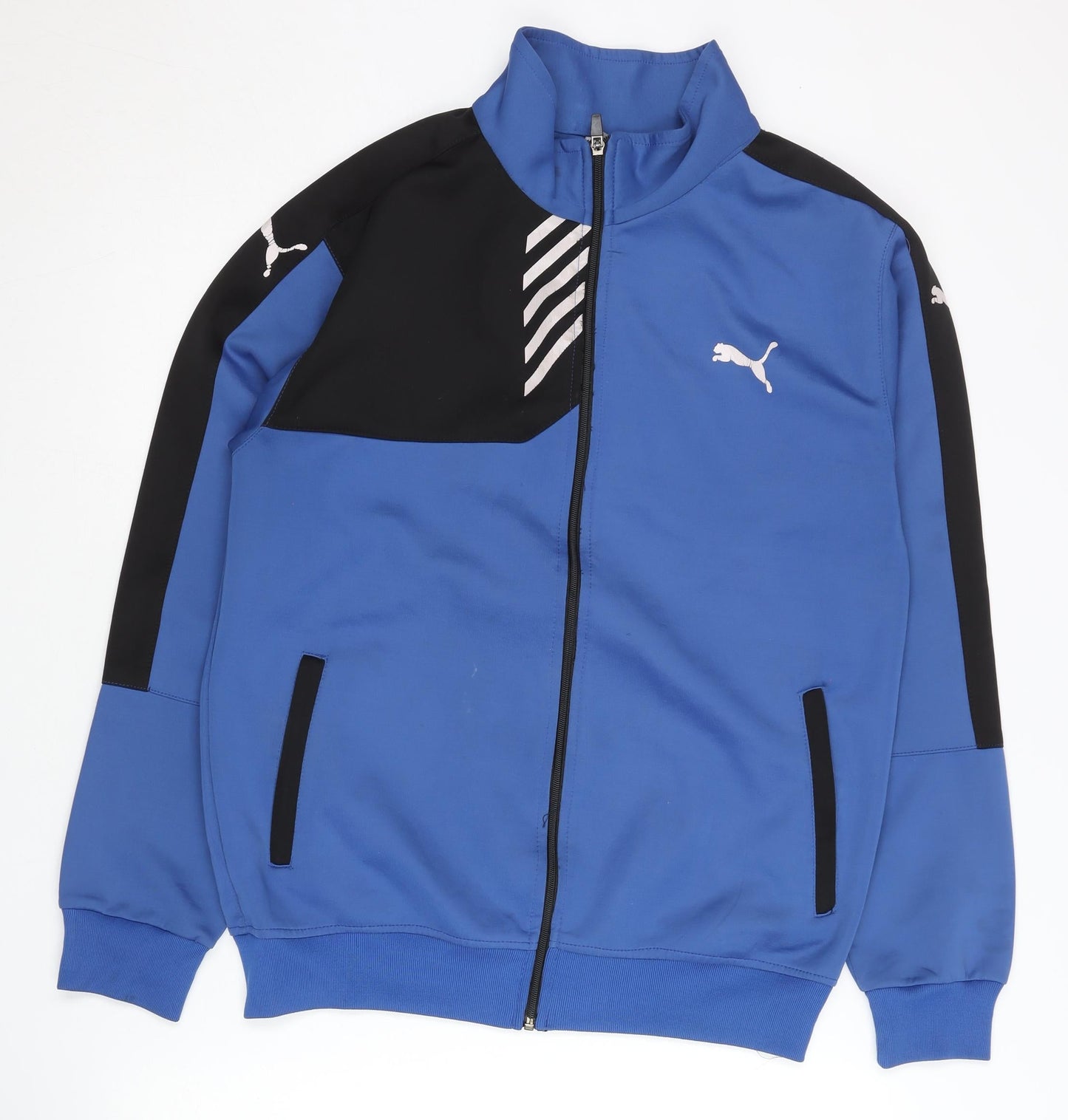 Puma Men's XL Blue Track Jacket - Polyester, Stand-Up Collar
