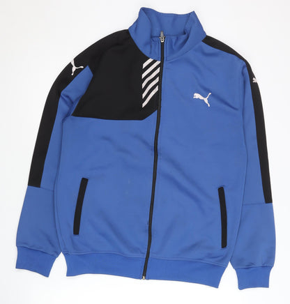 Puma Men's XL Blue Track Jacket - Polyester, Stand-Up Collar