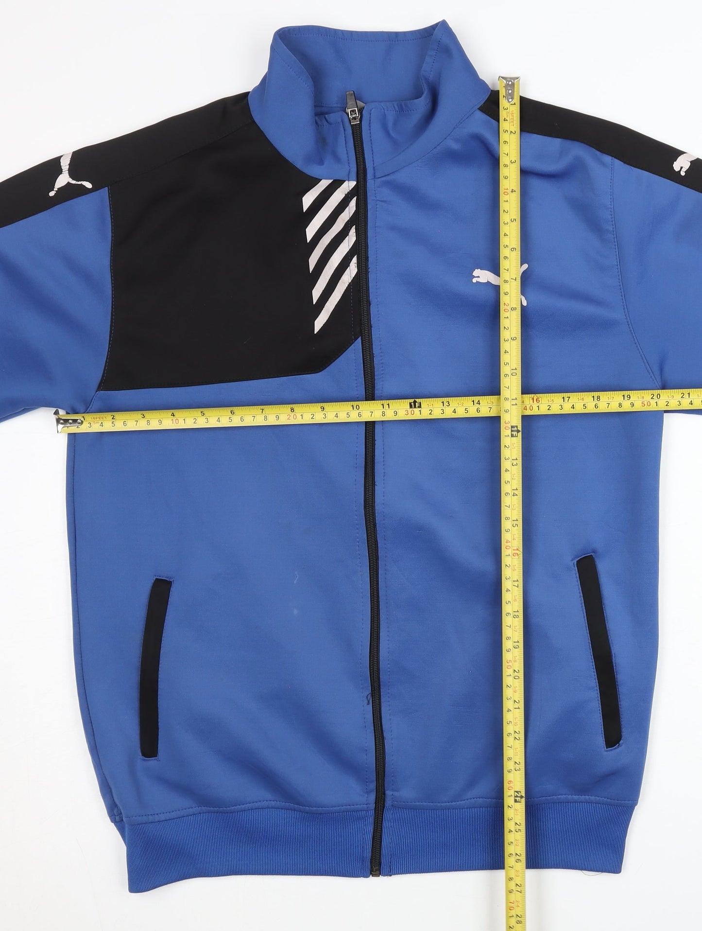 Puma Men's XL Blue Track Jacket - Polyester, Stand-Up Collar