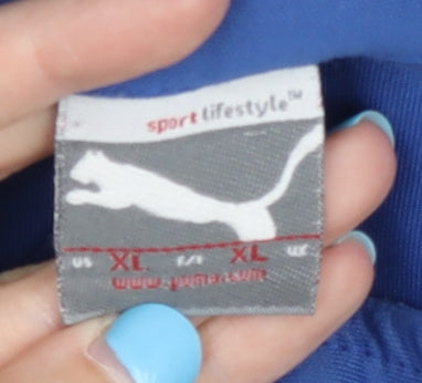 Puma Men's XL Blue Track Jacket - Polyester, Stand-Up Collar