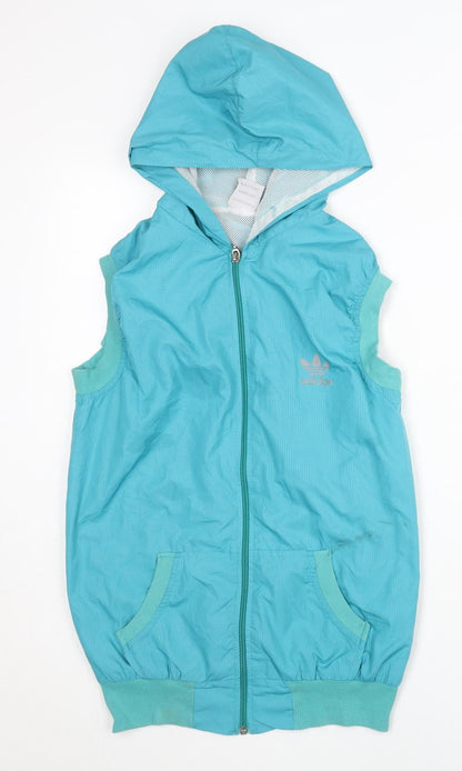 Adidas Women's Hooded Blue Basic Jacket Size 14