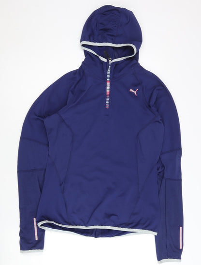 Puma Women's Blue Track Jacket, Size 10, Slim Fit