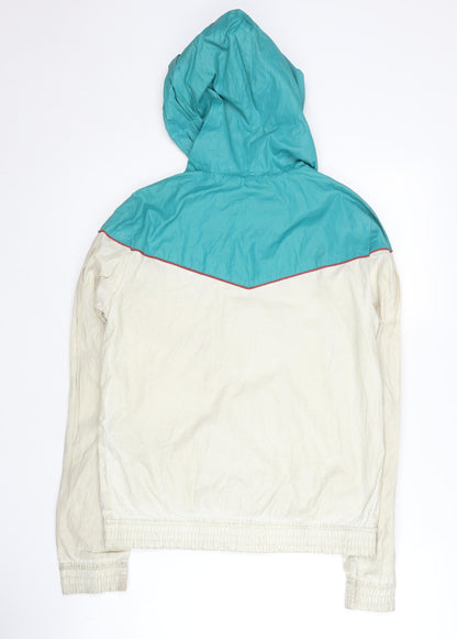 Pull&Bear Teens Blue Beige Hooded Windbreaker Size 12