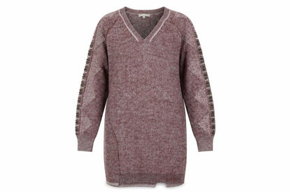 Intropia Women’s Red Wool Alpaca Beaded Tunic Jumper XS