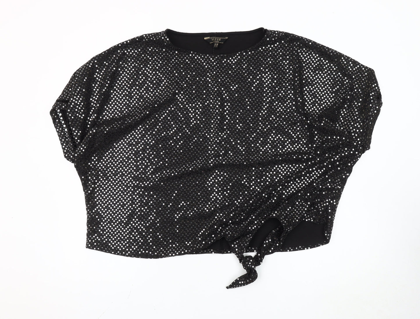 Womens UK Size 20 Lipsy Black Cropped T-Shirt
