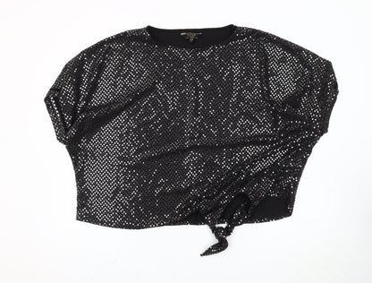 Womens UK Size 20 Lipsy Black Cropped T-Shirt
