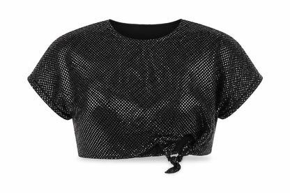 Womens UK Size 20 Lipsy Black Cropped T-Shirt
