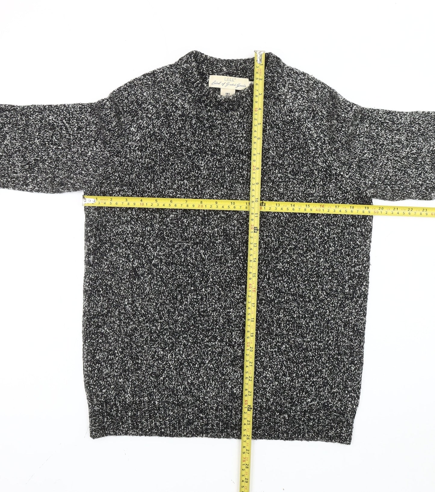 H&M L.O.G.G. Men’s Grey Chunky-Knit Crew Neck Jumper Size S