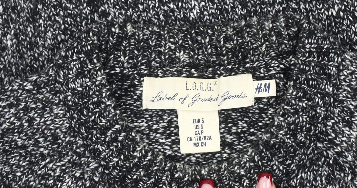 H&M L.O.G.G. Men’s Grey Chunky-Knit Crew Neck Jumper Size S