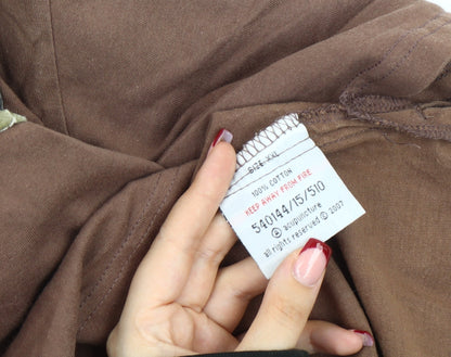 Acupuncture Men’s Brown Camouflage Collar 2XL Polo Shirt Embroidered Jersey