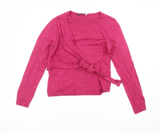 Womens UK Size 8 Mint Velvet Pink Wrap Jumper
