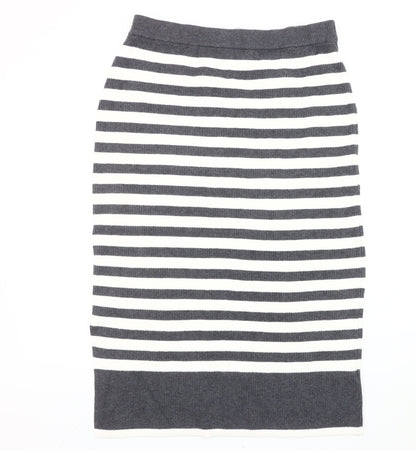 Marks and Spencer Women’s Grey Striped Midi Pencil Skirt L