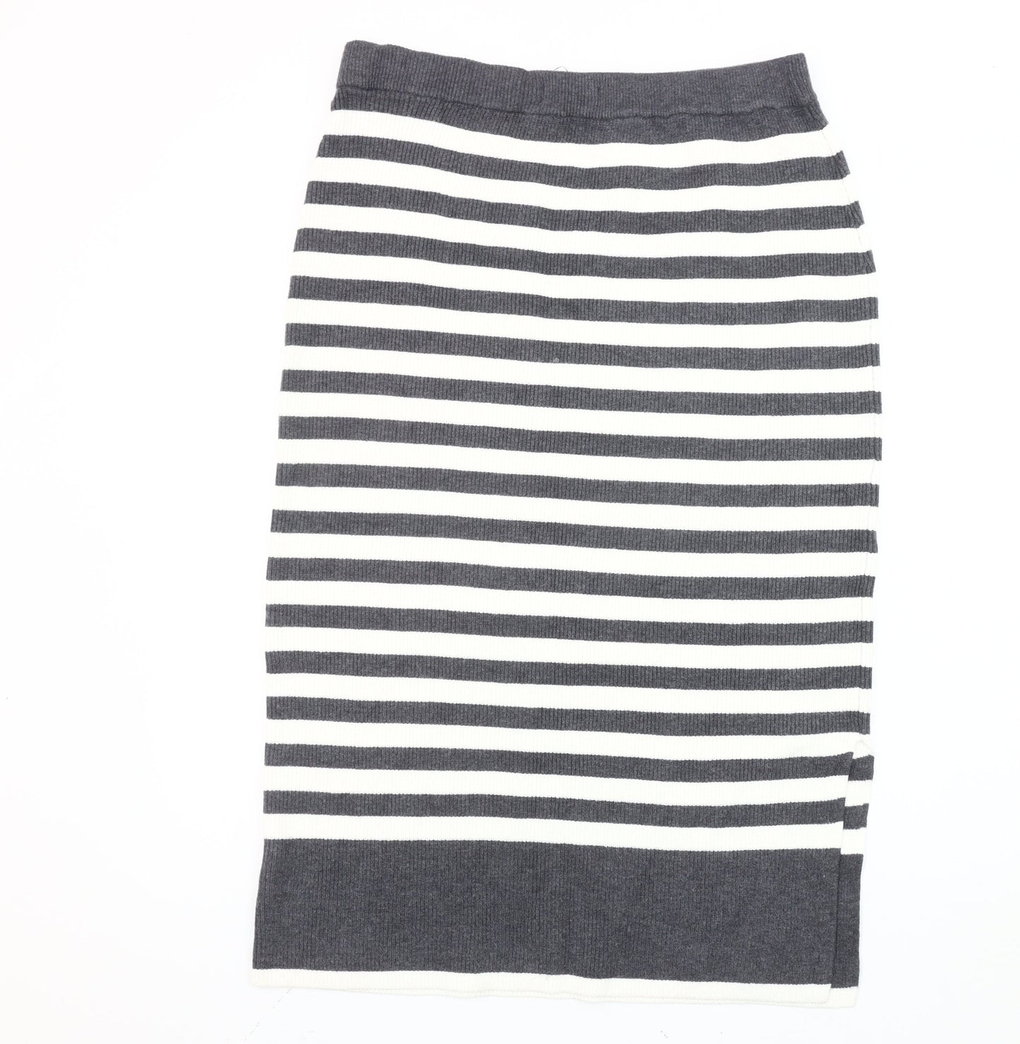 Marks and Spencer Women’s Grey Striped Midi Pencil Skirt L