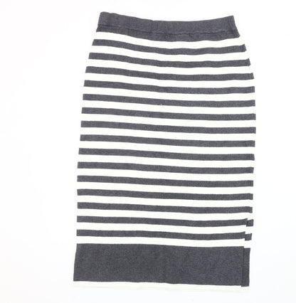 Marks and Spencer Women’s Grey Striped Midi Pencil Skirt L