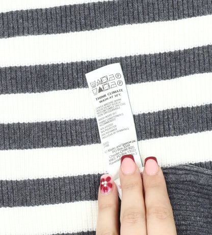 Marks and Spencer Women’s Grey Striped Midi Pencil Skirt L