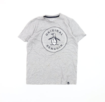 Original Penguin Boys Grey Logo T-Shirt 10-11 Years Short Sleeve Casual