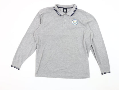 Fanatics Men’s Grey 2XL Long Sleeve Manchester City Polo Shirt