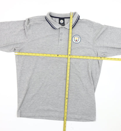 Fanatics Men’s Grey 2XL Long Sleeve Manchester City Polo Shirt